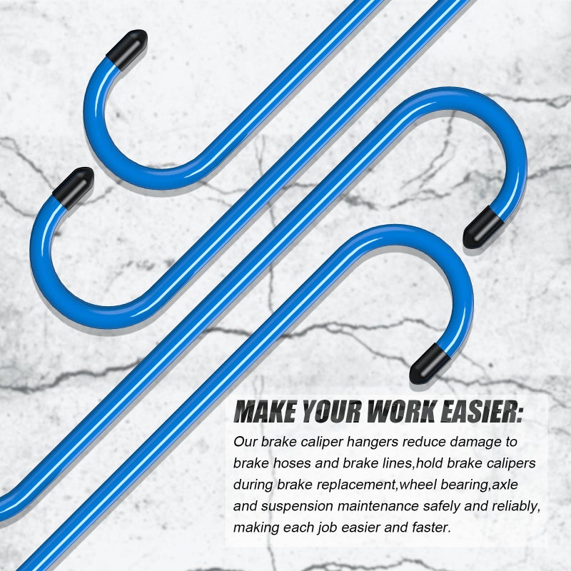 Bac-kitchen 2 Pcs Brake Caliper Hangers Brake Caliper Hooks with Rubber Tips Automotive Tool for Braking, Bearing, Axle and Suspension Work (2pcs Blue) - Image 4